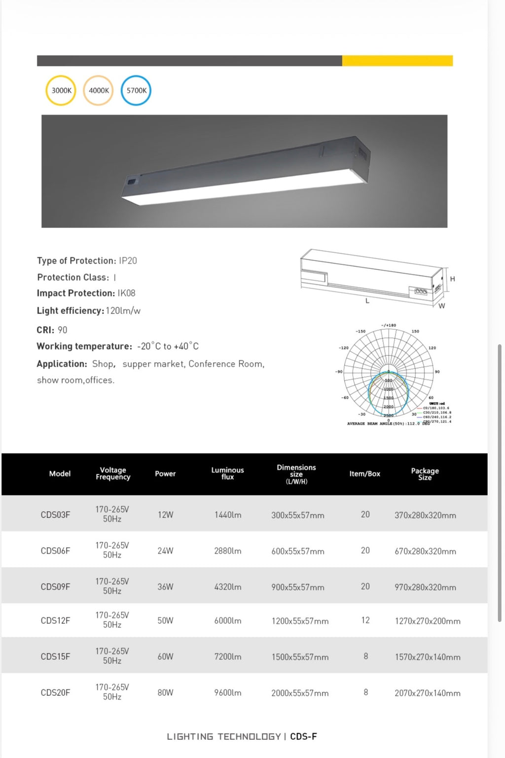 Linjär LED-armatur CDS-F – 4000K Flimmerfri